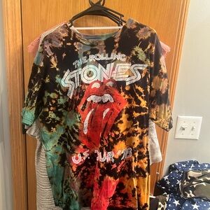 Custom Multicolor Tie-Dye Rolling Stones T-Shirt